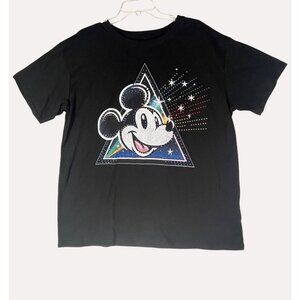 Disney Women's  Sizes XLarge 15-17 Mickey Mouse Rhinestone Graphic Tee with Shor